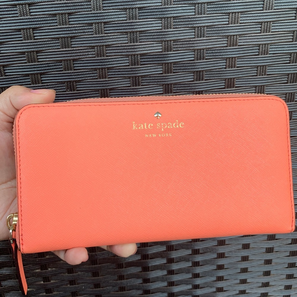 Kate Spade zip around wallet - guava color